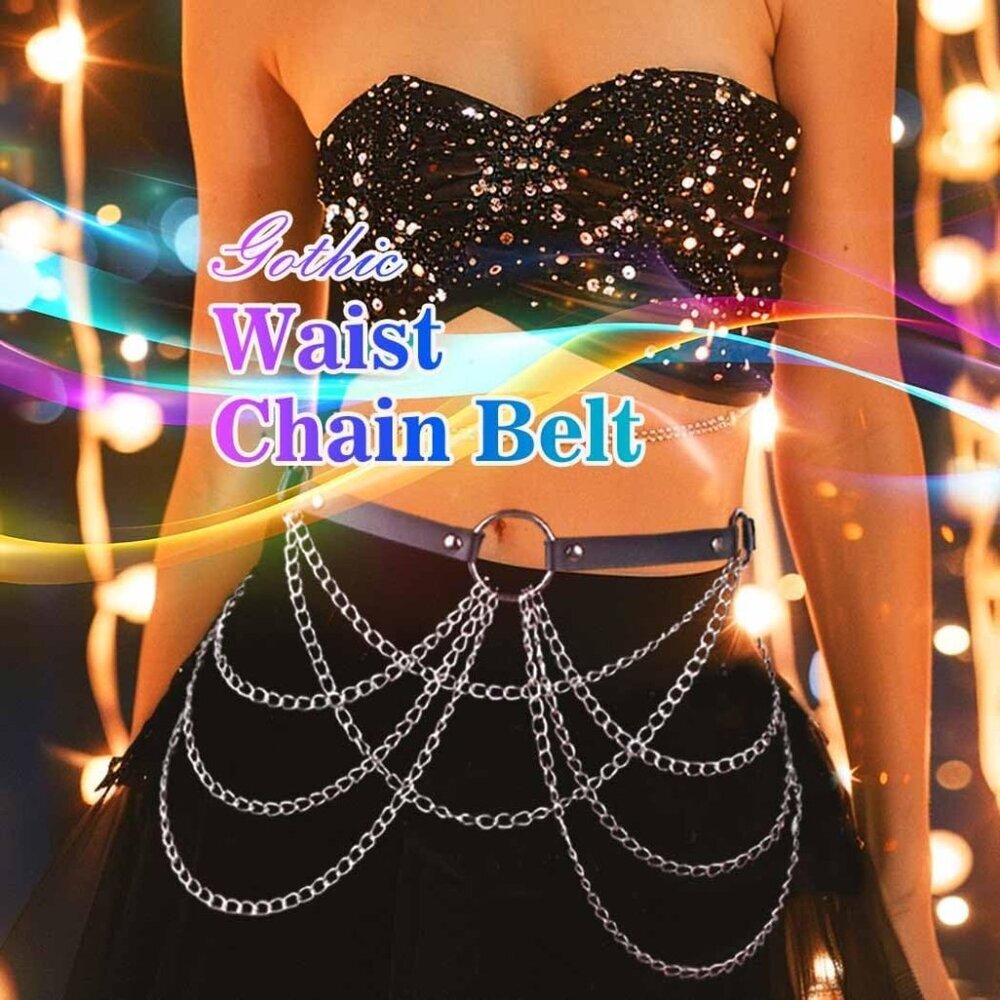 Leather Waist Chain Belt Body Jewelry Rave Goth Punk for Women - Picture 6 of 8